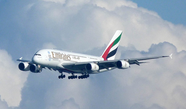 An Emirates A380 on final approach. Emirates is the largest operator of the super jumbo jet. (Bill Larkins)